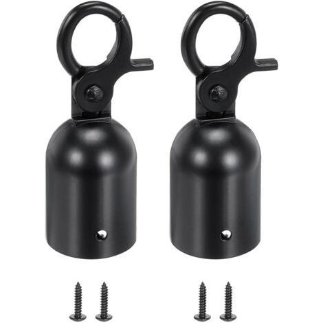 Lot de 2 embouts de corde pour poteau de 2,8 x 8 cm, crochets mousquetons pour barrière de contrôle des foules, séparateur de file d'attente, noir (1/5)