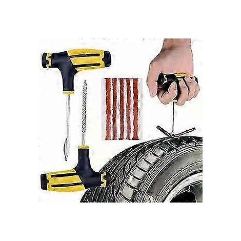 Kit de réparation de pneus 25-26 pouces pour voiture et moto, avec outil de clouage, mèche anti-crevaison et bande de caoutchouc. (1/4)