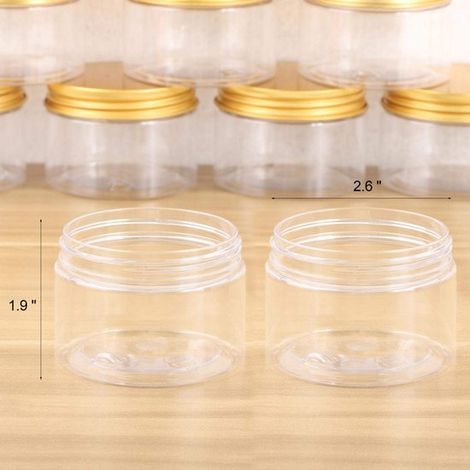 12 piezas,Tarro transparente,Dispensador con tapa de aluminio,Tarro de plástico transparente con tapa,Recipiente redondo vacío rellenable,120 ml (1/4)