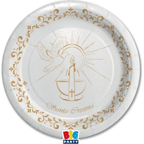 Big Party Piatti Cresima Gold D 18 Cm 8 Pz