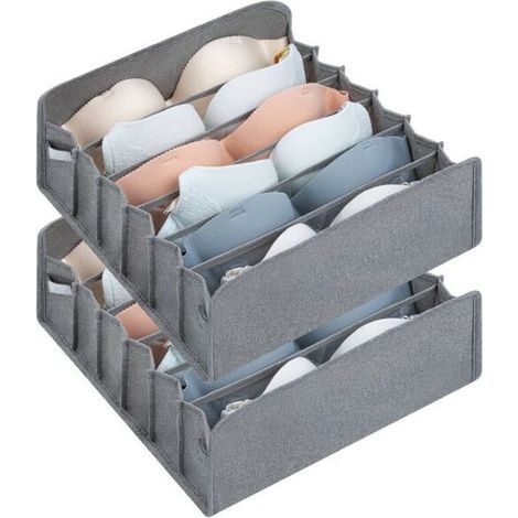 Lot de 2 boîtes de rangement pour sous-vêtements pliables avec 6 compartiments pour armoire, sous-vêtements, écharpes, chaussettes, lingerie, cravates T-Audace (1/5)