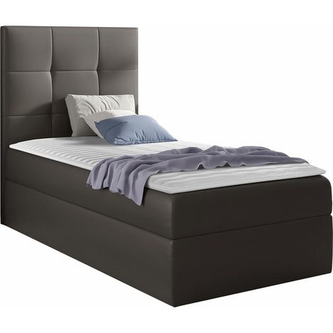 Lit boxspring Nomen, Soft 029, Unique, Continental, 90x200, Faux cuir, Disponible, 92x208x103cm (1/5)