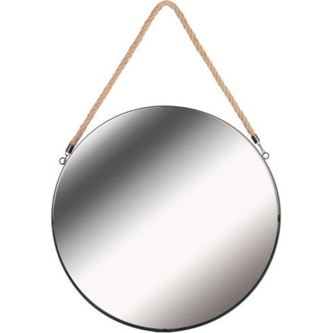 Miroir Mural avec Anse "Jonc" 50cm Noir (1/2)