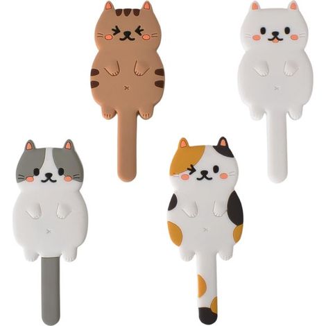 4 Katzen-Schlüsselhaken, originelle, biegsame Magnethaken, magnetischer Schlüsselhalter, Silikon-Klebehaken für Kühlschrank, Zuhause, Büro, Flur, Tür (1/5)