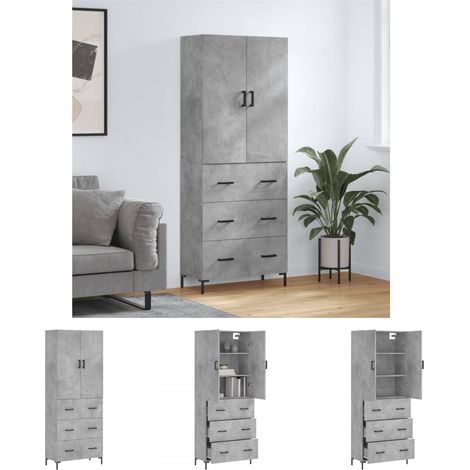 Stauraum - vidaXL Highboard Betongrau 69,5x34x180 cm Holzwerkstoff - Schrank (1/5)