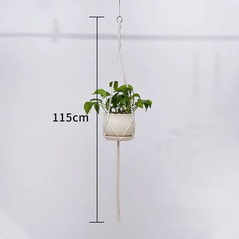 -2 Paniers suspendus en macramé faits main pour plantes, pots de jardin, supports pour balcon, décoration murale en macramé avec corde de levage nouée, décoration intérieure (1/4)