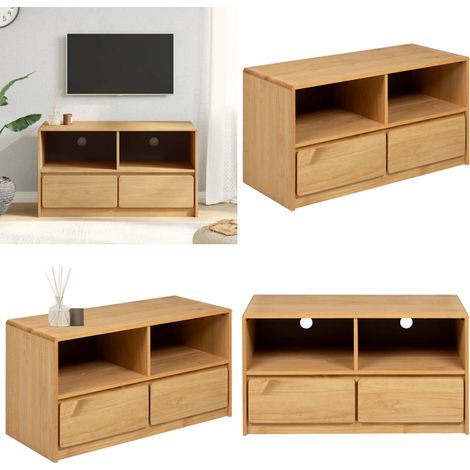 Meuble TV SAUDA chêne 99x43x55 cm bois de pin massif - Meuble Tv - Meuble Televison - Buffet Tv - Meuble Hifi - Mobilier Salon - Home & Living (1/5)