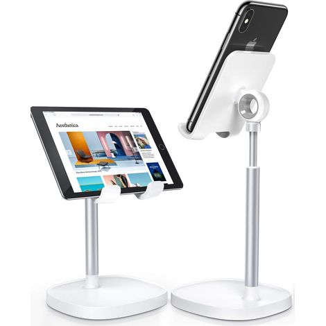 Organisateurs et accessoires de bureau Support de téléphone portable pour espace de travail Blanc Hauteur Angle réglable Support stable Support robuste (blanc) (1/5)