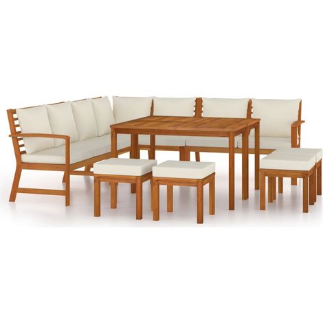 Maison Exclusive - Set da Pranzo Giardino 11 pz con Cuscini Legno Massello Acacia (1/5)