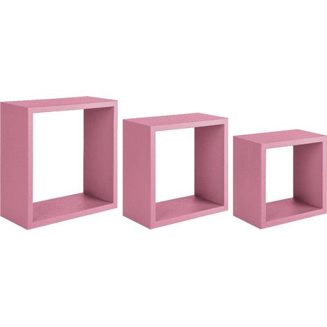 Étagère Décoration Murale - Salon, Chambre, Bureau - MDF, Rose 35 X 35 X 15,5/30 X 30 X 15,5/25 X 25 X 15,5