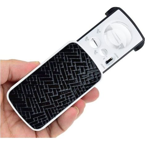 Loupe grossissante for bijoutier 30 x 60 x 90 x with diamond UV,light black,lighting LED,light UV for (1/4)