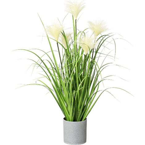 GASPER Riedgras im grauen Ziertopf 66 cm - Kunstblumen