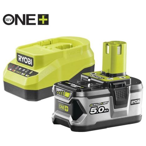 Batteria RYOBI 18V One+ 5,0Ah LithiumPlus - 1 caricatore rapido 2.0Ah RC18120A-150