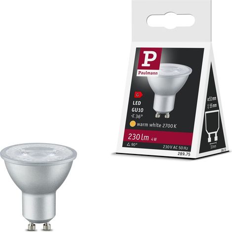 Standard 230V réflecteur LED GU10 230V Pack de 1 4W 230lm 51mm Alu plastique 2700K - Ampoule Blanc chaud, Aluminium (1/5)