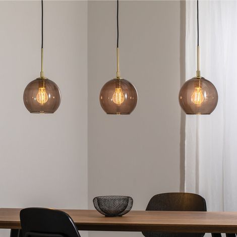 [GEBRAUCHT] B-Ware Argon Hängelampe Dulce rauchgrau schwarz Glas 3-flg Deckenlampe Deckenleuchte (1/2)