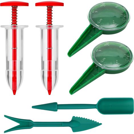 6-Pièces Ensemble Mini Épandeur de Graines, Comprenant 2 Petits Planteurs Graines Semoir Portatif Plastique 2 Mini Distributeurs Graines 2 Outils Transplantation pour Planter Légumes Fleurs (1/5)