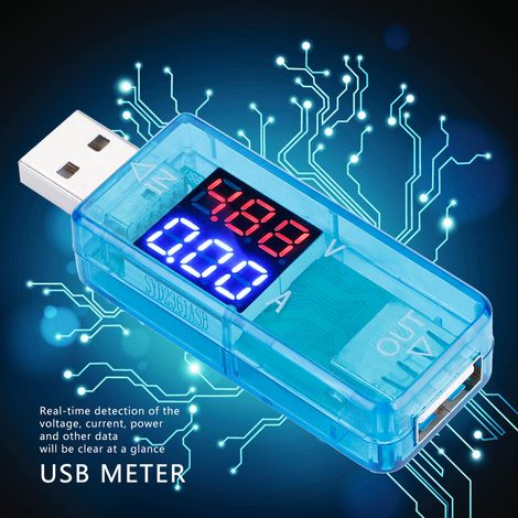 Multimètre USB couleur LCD Voltmètre Ampèremètre Courant Multimètre Chargeur Testeur USB (Bleu) (1/5)