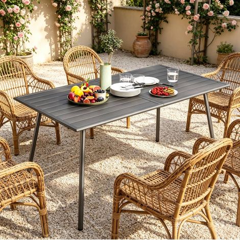 Mesa de jardín 150 x 80 x 74 cm de acero gris DESVIAE (1/5)