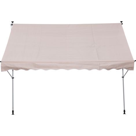 Store banne à fixation par pince avec manivelle, réglable en hauteur, à bras articulés, résistant aux salissures et aux intempéries, pour balcon, 150 cm de large, terrasse, balcon ou véranda, blanc cr