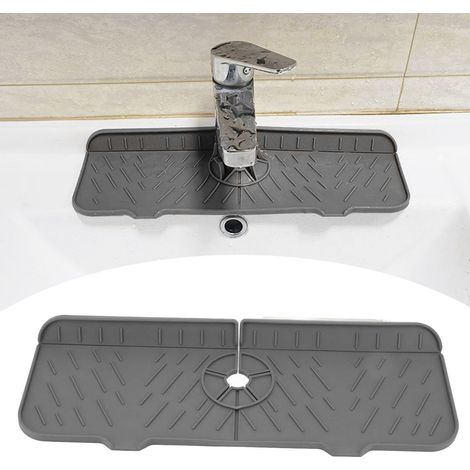Protection anti-éclaboussures en silicone pour robinet, tapis de bonde en silicone pour robinet, tapis pour évier de cuisine et de salle de bain, gris (1/5)