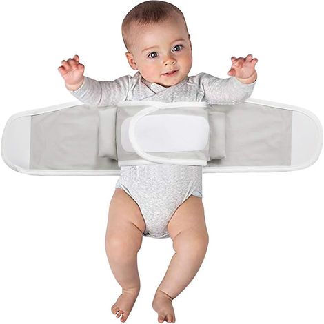 Babyschlafhilfe-Gürtel, doppellagige Puckdecke, elastisches Babyschlafnest, Klettverschluss-Schlafsack, geeignet für Babys im Alter von 2-12 Monaten, grau. (1/5)