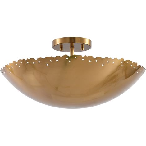 Parrot Uncle 40cm Gold Semi Flush Ceiling Light, Modern 3-Light Metal Ceiling Light, 3 x E14 Ceiling Lamp for Living Room, Bedroom & Hallway (Bulbs Not Included)