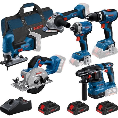 Bosch 0615A5008C 18V Brushless 6 Piece Tool Kit 3x 4.0Ah PROCORE Battery Charger