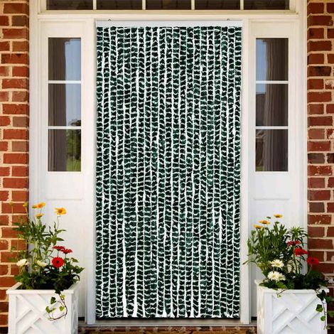 vidaXL Cortina mosquitera chenilla verde y blanco 90x220 cm (1/5)
