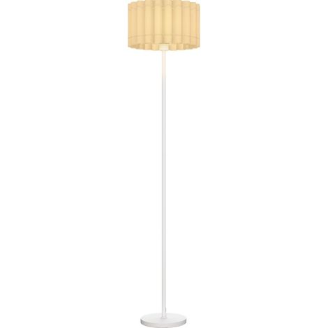 Lampadaire avec abat-jour ondulé PVC, douille E27, interrupteur au pied, blanc, 35 x 153 cm (1/5)