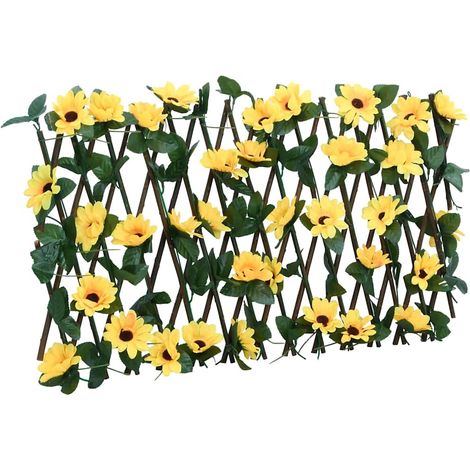 Rankgitter mit Künstlichem Efeu Erweiterbar Gelb 180x20 cm