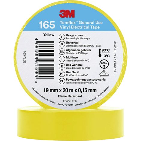 3M 165YL5E Isolierband Gelb (L x B) 20 m x 19 mm 1 St.