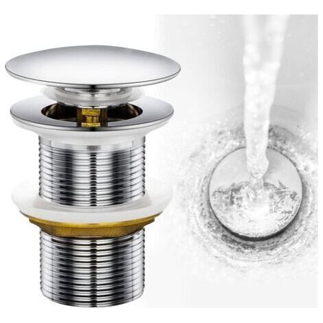 Bonde de Lavabo, Bouchon Lavabo Système de Vidage Pop-up Bonde Clic Clac, Vidage Salle de Bain Acier Inoxydable Sans Trop-Plein Anti-colmatage Argent pour Vasque Salle de Bain avec Universel (1/4)