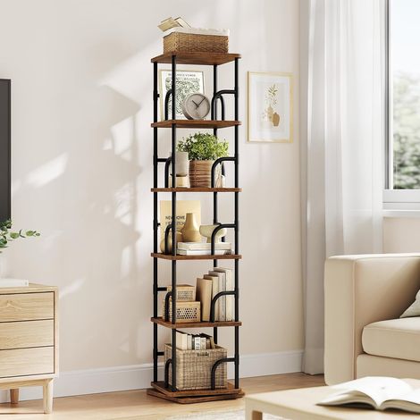 WOLTU Libreria Girevole a 360°, Scaffale Traslucido Girevole a 360°, Scaffale Angolare per Soggiorno, Studio (5 Ripiani) (1/5)