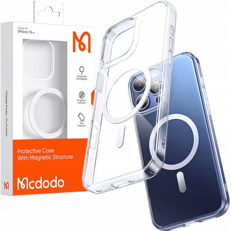 Custodia magnetica trasparente rinforzata Mcdodo per iPhone 16 Pro con MagSafe. (1/5)