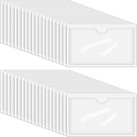 Lot de 100 porte-étiquettes autocollants - 10 x 6 cm - Étanche - Avec fenêtre d'étiquetage - Autocollants - Pour le bureau, la maison, l'école - Transparent (1/5)
