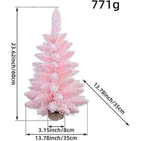 Nouveau sapin de Noël rose, floqué et recouvert de neige artificielle, 60 cm, idéal pour décorer les vitrines des centres commerciaux. (1/5)