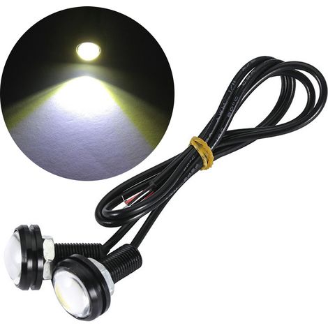 Feu LED « Eagle Eye » de 23 mm à fixation par boulon (Blanc, unité unique) – Profil plat, adapté aux feux de recul, aux modifications de moto et aux gyropodes. (1/2)