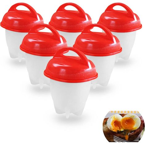 Ensemble de 6 cuiseurs à œufs silicone antiadhésif, sans coquille, qualité alimentaire sans BPA, domestique/pro.