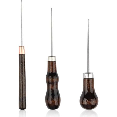 Spilli da cucito in legno - Perforatrice, punteruolo per cuoio - Strumenti per la lavorazione del cuoio fatti a mano (1/5)