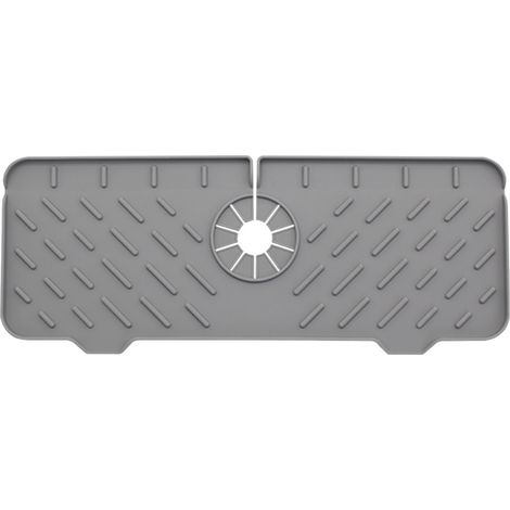 Alfombrilla para grifo, alfombrilla para grifo de cocina, mantiene el fregadero seco, alfombrilla de silicona para desagüe de cocina (37  14,8  1,5 cm / gris) (1/5)