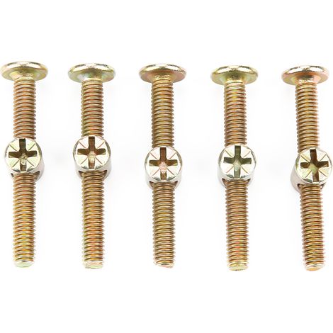 Lot de 10 boulons à tête cylindrique M6 en acier au carbone de 50 mm pour meubles, avec écrous cylindriques de 6 mm. (1/5)