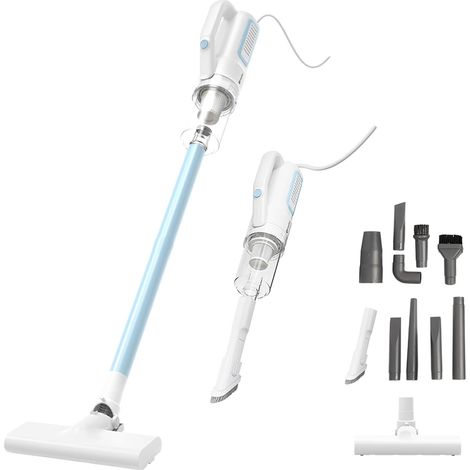 Aspirateur Balai Filaire, Léger -en- Aspirateur à Main, Moteur ECO, Filtre HEPA, Adapté aux Sols Durs/Poils d'animaux/Voiture, Réservoir de ml, Pa, Blanc (1/5)