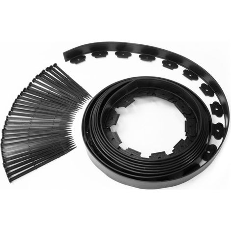Bordurette de jardin flexible 10 M noire hauteur 12 cm + 24 piquets (1/5)