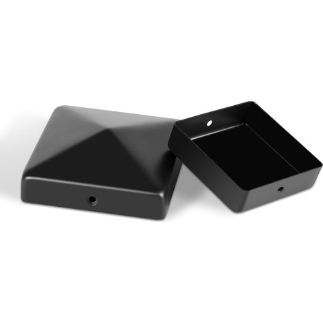 Randaco 10x Tapa para poste 91x91mm Negra, forma pirámide, cubierta de hierro para postes de madera y vallas de jardín (1/5)