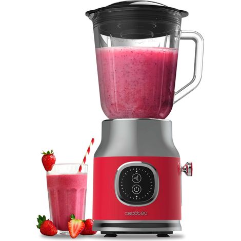 Frullatore retrò in vetro con potenza massima di 800 W, 4 lame con rivestimento in titanio nero e caraffa da 1 litro.
