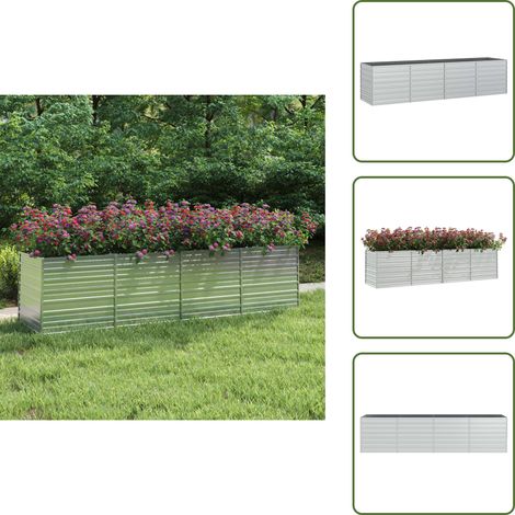Garten-Hochbeet 320x80x77 cm Verzinkter Stahl Silber - Gartengefäße - Hochbeet - Pflanzkübel - Stahltanks - Gartenmöbel (1/5)