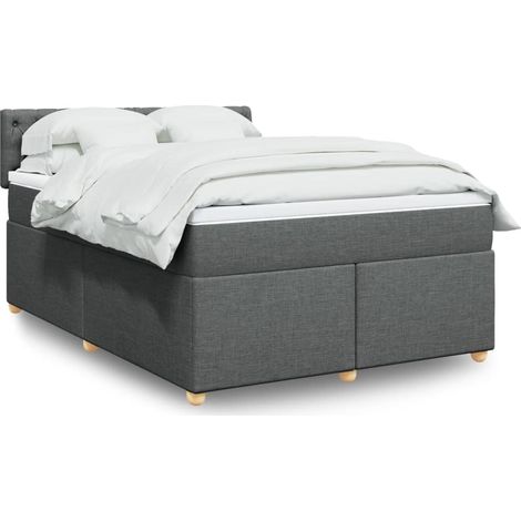 vidaXL Sommier à lattes de lit avec matelas Gris foncé 140x190cm Tissu (1/5)