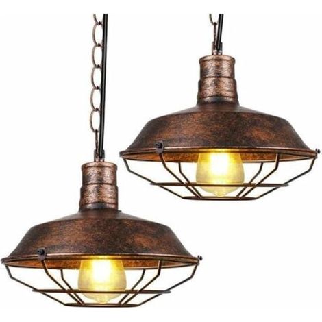 Set med 2 vintage taklampor iindustriall stil retro taklampa inre belysning kök vardagsrum matsal (1/4)