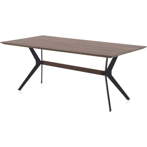 Table à manger acacia massif naturel pieds métal noir élégant - Bois d'acacia naturel et noir (1/5)