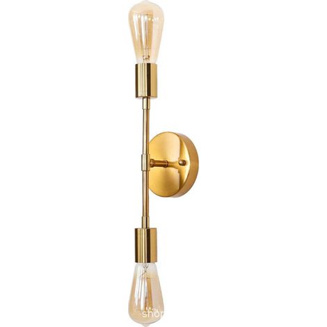 SABIR 2 lumière tête de miroir de vanité lumière rétro industriel Double appliques murales pour couloir cuisine salon chambre angle d'installation réglable E27, (Brossé) (1/5)